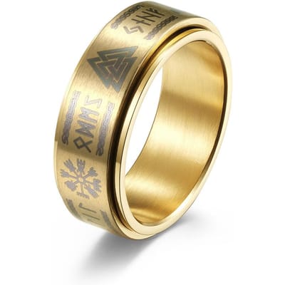 Mode Roestvrij Staal Draaiende Angst Fidget Ringen Voor Mannen Vintage Odin Noorse Viking Amulet Rune Ring Sieraden Cadeaus 11