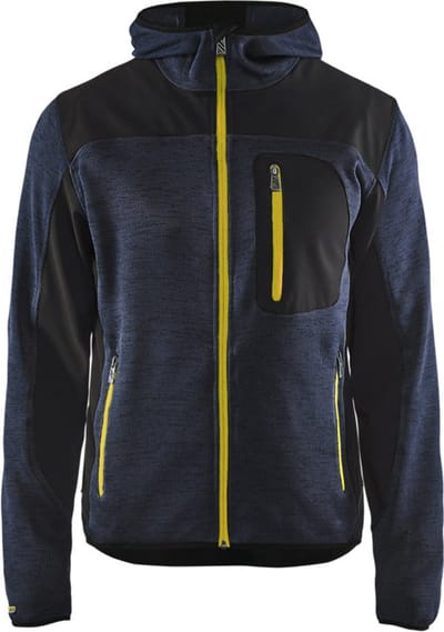 Blaklader Gebreid vest met softshell 4930-2117 - Donkerblauw/Geel - 4XL