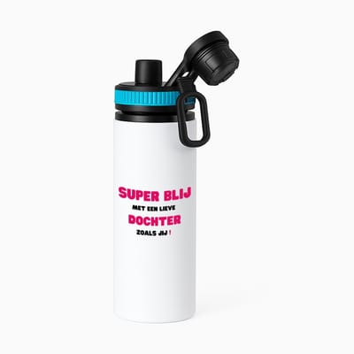 Hacebo® - super blij met een lieve dochter zoals jij waterfles met draaidop blauw - Dochter - de liefste dochter - verjaardag - cadeautje voor dochter - dochter artikelen - kado - geschenk - water fles - 850ML
