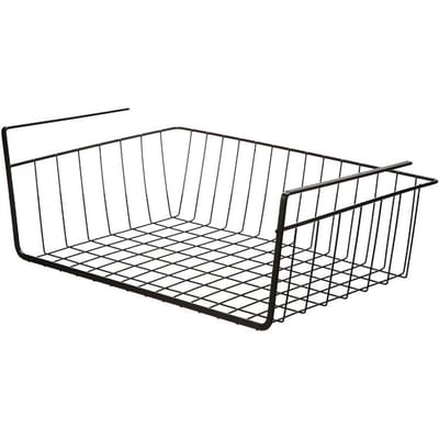 Onder Plank Mand Ruimtebesparend Hangend Rek IJzerdraad Mand Onder Kast Plank Mand Organizer zwart