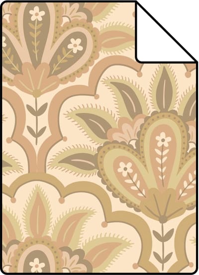 Proefstaal ESTAhome behang oosters barok motief zand beige - 26.5 x 21 cm - 131035-S