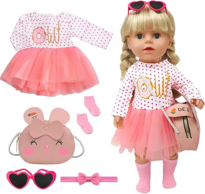 Kleding voor 35-45 cm Poppen met Sokken, Zonnebril, Haarband en Schattige Handtas - Perfect voor Baby Dolls