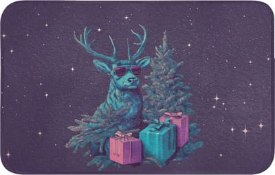 WC mat 80x50 cm - Antislip - Rendier - Zonnebril - Neon - Kerstboom - Toiletmat - Vloermat - Douchemat - Toilet tapijt - Toiletmatten
