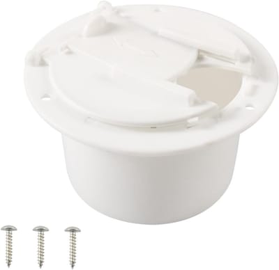 Luxe rond netsnoer luik cover voor RV camper trailer, geschikt voor 50 Amp kabels, 3-1/4 inch binnendiameter, 4-1/2 inch buitendiameter, wit kunststof, waterdicht en duurzaam