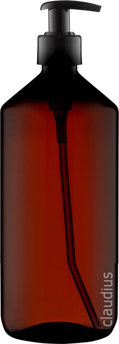 Lege Plastic Fles Apothekersfles 1 Liter PET Amber bruin - met zwarte pomp - set van 10 Stuks - Navulbaar - Leeg