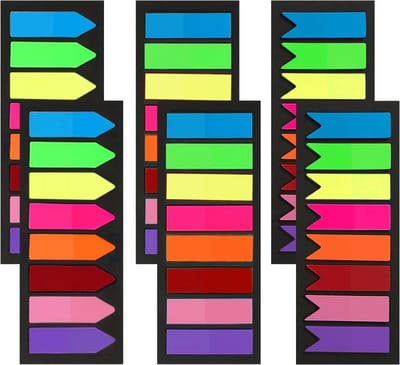 Pack van 1200 Hechtnotities, Zelfklevende Strips, Pijltjesvlaggen in 3 Ontwerpen en 8 Kleuren voor Pagina Markeren, Herpositioneerbaar en Schrijfbaar