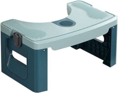 Toiletkruk Opvouwbaar - Potje Kruk - Verbeterde Stoelgang - Antislip Ontwerp - 40x17x21cm - Grijs en Blauw