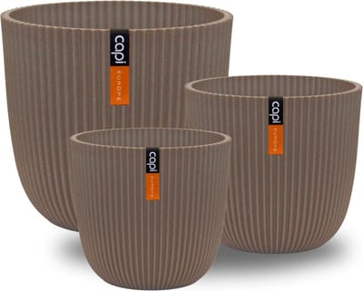 Capi Europe - Cadeauset Pot bol Groove 'made with' warm taupe - Warm taupe - Bloempotten voor binnen en buiten - Capi ‘Made with’ - Gemaakt van gerecycled materiaal - Levenslang garantie - Cadeauset