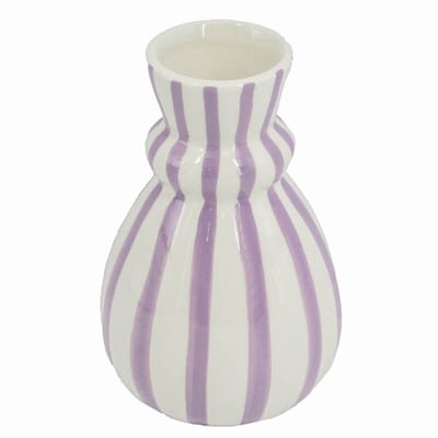 HomeBound by KY | Aardewerk vaas stripe lilac | bloemenvaas