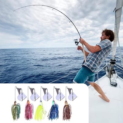 Kunstaas Set - Spinnerbait Lokaas - Vissen Vangen - Hartvormige Pailletten - 5 Stuks - Mix Kleuren