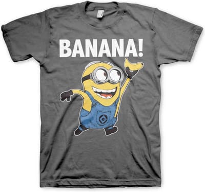 Minions Heren Tshirt -L- Banana! Grijs