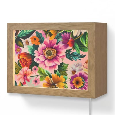 Wandlamp 20x15 cm - Oplaadbaar - Bloemen - Kleurrijk - Roze - Wandlampen binnen woonkamer - Slaapkamer lamp met kabel - Decoratieve nachtlamp - Vloerlamp snoer