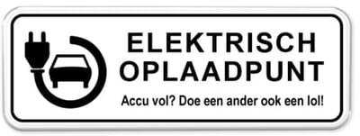 Parkeerbord Elektrische Voertuigen - Weerbestendig Aluminium - 40x15 cm - Bevestiging: Zonder bevestiging (alleen het bord)