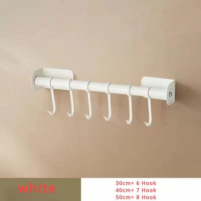 Gatvrije Haak Wit Minimalistisch Multifunctioneel Roestvrij Staal Wandplanken Opbergrek Houder Keukenaccessoires Organizer Hoge Kwaliteit 30CM   6HOOK white