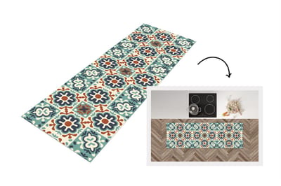 Keukenloper - Loper keuken - Bloem - Ornament - Patroon - 150x50 cm - Keukenloper vinyl
