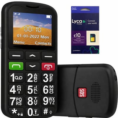 Yarvu ® Easy - 4G Senioren Mobiele Telefoon + Simkaart Geleverd - Grote Toetsen & Cijfers - Big Button Mobiel - GSM Ouderen - GSM - SOS Noodknop - Snelkiestoetsen - Zwart