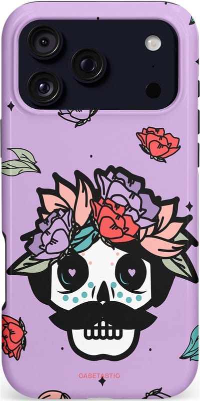 Casetastic hoesje geschikt voor Apple iPhone 17 Pro Max - MagSafe - Dubbellaagse bescherming - Schedel Snor - Fashion Case - Lila Zwart