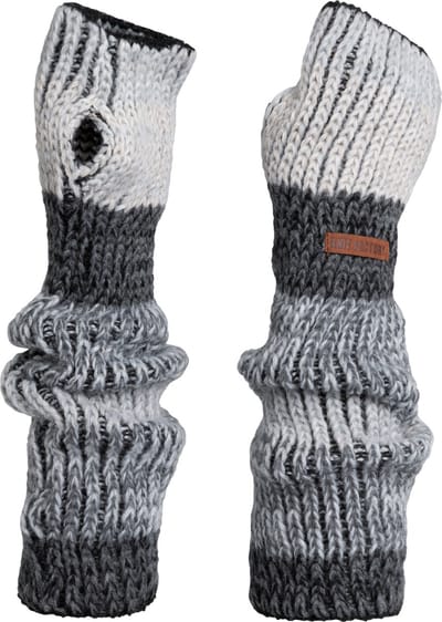 Knit Factory Remy Gebreide Armwarmers - Winter armstukken - Polswarmers - Lange handschoenen - Dames handwarmers - Multicolor - Velvet Plum - Paars, rood & grijs mix - One size