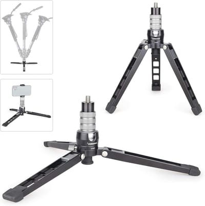 Mini Tafelblad Statief met Mobiele Telefoon Mount - INNOREL PW70 DSLR Statief 1/4" tot 3/8" Schroef CNC Aluminium Behuizing - Max Belasting 33 lbs Camera Video Camcorder Mobile
