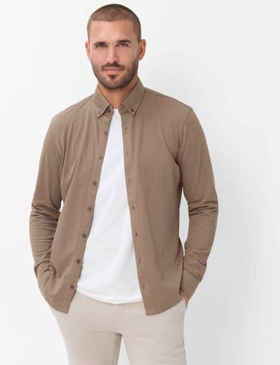 Brax Heren Shirt  Style DANIEL cappucino, lichtbruin, maat M