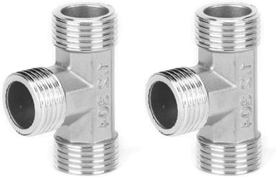T-stuk 1/2 Inch met Mannelijk Draad, Drie-Weg Verbinder voor Loodgieterswerk, Set van 2 voor Pijpleiding Systemen en Waterafvoer