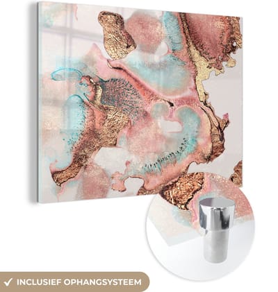 MuchoWow® Glasschilderij 120x90 cm - Schilderij acrylglas - Inkt - Pastel - Abstract - Foto op glas - Schilderijen
