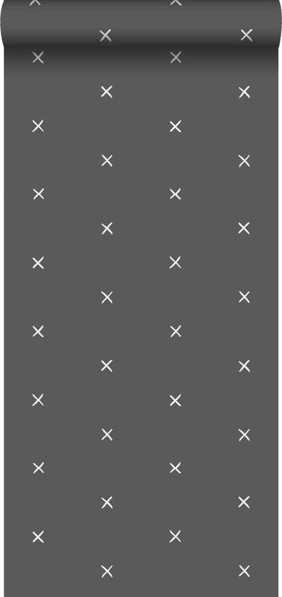 ESTAhome behang grafisch motief vergrijsd zwart - 53 cm x 10.05 m - 139070