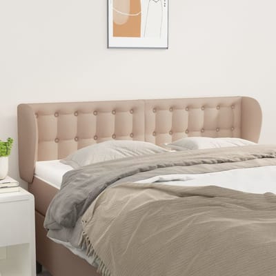 vidaXL - Hoofdbord - met - randen - 147x23x78/88 - cm - kunstleer - cappuccinokleur