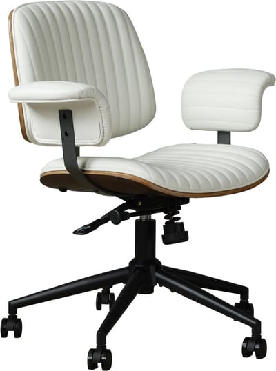 Beige Ergonomische Bureaustoel - PU Lederen Kantoorstoel - In Hoogte Verstelbaar - 360 Graden Draaibaar - Thuiskantoor - 73x59x87cm - Beige