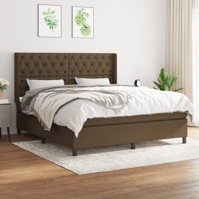 vidaXL - Boxspring - met - matras - stof - donkerbruin - 160x200 - cm
