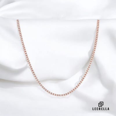 Leerella Luxe Dames Tennis Ketting - Rosékleurig - Hoogwaardig Roestvrijstaal met Sprankelende Zirkonia Steentjes - 3mm Dik, 45cm Lang + 5cm Verlengstuk