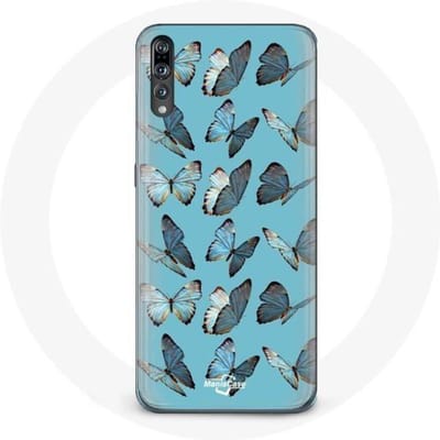 Coque - Huawei - P20 - Papillons - Souple - Protection Synthétique bleu