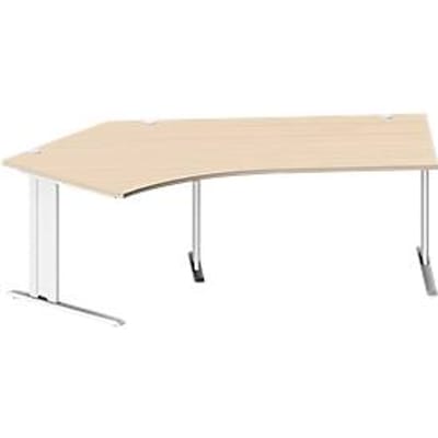 Schäfer Shop Pure hoekbureau PLANOVA BASIC, 135° hoek links, C-poot, B 2165 x D 800/800 x H 717 mm, ahorn/wit + kabelgoot