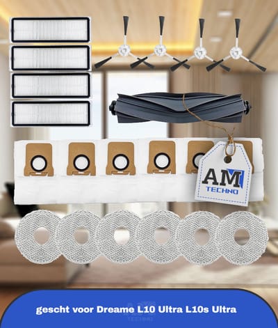 21 Stks Accessoires Kit gescht voor Dreame L10 Ultra L10s Ultra, 1 Belangrijkste Borstel 4 HEPA Filters 6 Stofzakken 4 Side Borstel 6 Mop Pads Vervangende Onderdelen, regular size, TD005