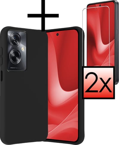 Hoesje - Met 2x Screenprotector - Geschikt voor OPPO A79 - Sterk & Shockproof - Back Cover - Siliconen Case - Telefoon Hoes - Zwart