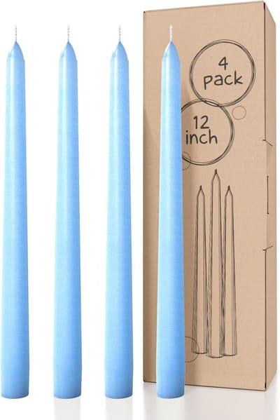 Lange Taper Kaarsen Set van 4 - 30,5 cm - Lichtblauw, Rookloos en Druipvrij
