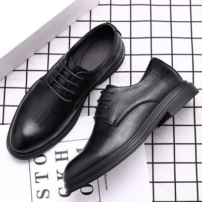 Leren Schoenen Heren Formele Kleding Zakelijk Krokodillenpatroon Lente en Herfst Mode Zakelijke Schoenen Zachte Zool Ademende Leren Schoenen 44 gray