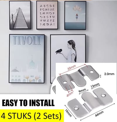 Actie4you® - Sterke Meubel Klem Connectors - Zilver - 44mm x 19mm – Ophangsysteem Kast – Fotolijsten – Bankstel samenvoegen – Beugel interlock – Muurhaken – RVS Bevestiging Gesp – Ophangbeugels – Ophangsysteem - Demontabel - (2 sets)