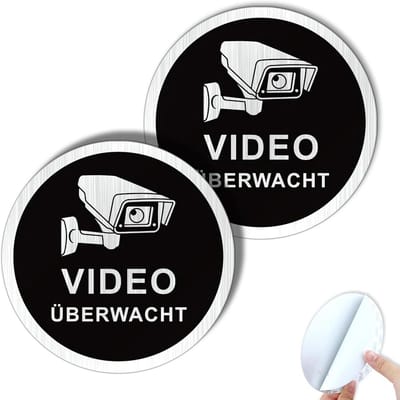 Videobewaking Waarschuwingsborden 10 cm - Duurzaam Aluminium met Plakfolie - 2 Stuks