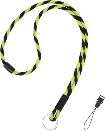 Lanyard met veiligheidssluiting en sleutelhanger, lange ID-kaart halsband, neon groen voor mobiel en sleutels