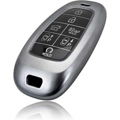 Étui Porte-Clés de Voiture Housse Pour Hyundai Tucson Solaris Sonata Hybride Nexo Nx4 Santafe Dn8 4 5 7 Boutons Accessoires gray