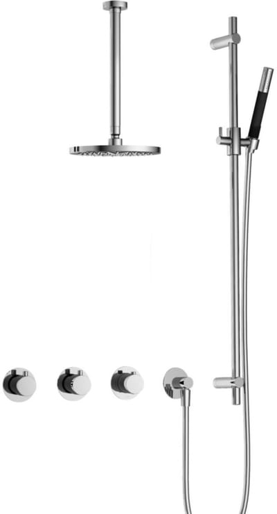 Hotbath Cobber - CB7067 - Inbouw Regendoucheset - Chroom - 2 Stopkranen - Thermostatisch - Plafondbuis 30 cm - Hoofddouche 200 mm - Staafhanddouche - Glijstang 900 mm - Waterbesparend