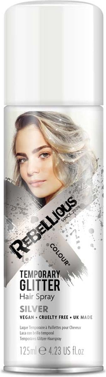 Paintglow Rebellious Glitter Hair Spray - Silver Sparkle - Haar glitter festival - Zilveren Glitterspray - 125ml