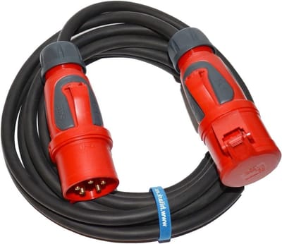 Verlengkabel - Stroomkabel Kabel - Industrieel Gebruik - 5-Kern 2.5mm2 - 30 meter - Zwart