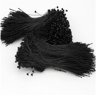2000 Stuks Veiligheidsdraden, Zwarte Hangtags Koord met Drukknoopsluiting voor Bevestigen van Lussen, Plastic Veiligheidslabels en Fastening Tags voor Kleding, Schoenen en Tassen - 10 cm