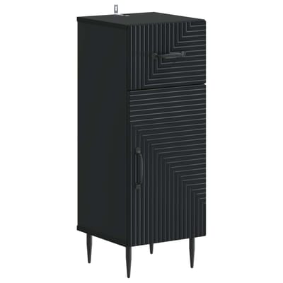 vidaXL - Badkamer - Opbergkast - HAARLEM - Zwart - 30 - x - 31 - x - 80 - cm - Bewerkt - hout