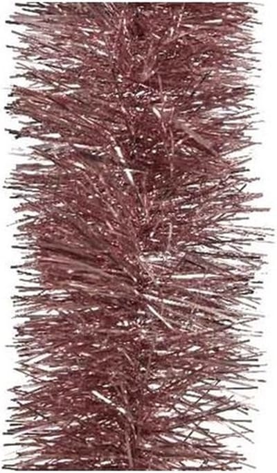 Decoris kerstslinger - oudroze - 270 x 10 cm - folie/tinsel - lametta slingers