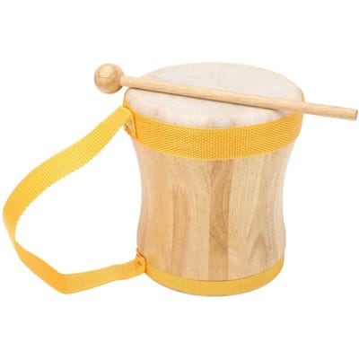 Kit de Tambour à Main Bois Peau de Mouton Dessus Instrument de Percussion Professionnel Tambour avec Baguette Jaune jaune