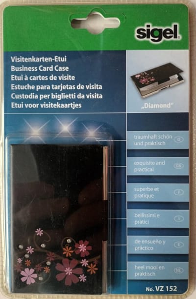 Visitekaarthouder - Sigel - Etui voor Visitekaartjes - Diamond Serie - VZ152 - Maximaal 10 Visite Kaartjes - Glans en Glamour