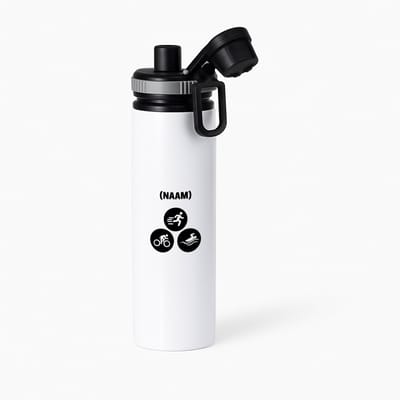 Hacebo® - Triathlon met eigen naam waterfles met draaidop grijs - Sport - Sporter - Thriathlon - water fles - 850ML